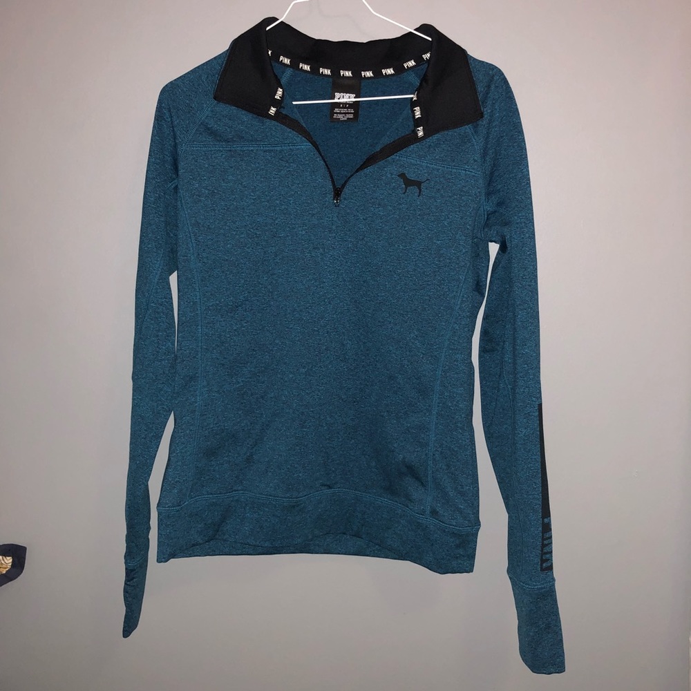 PINK blue fitted quarter zip